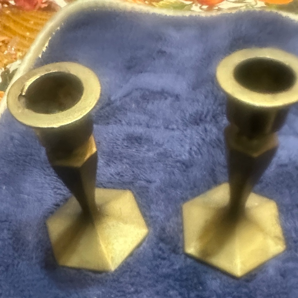 Brass Hex Base Candle Holders - Unbranded